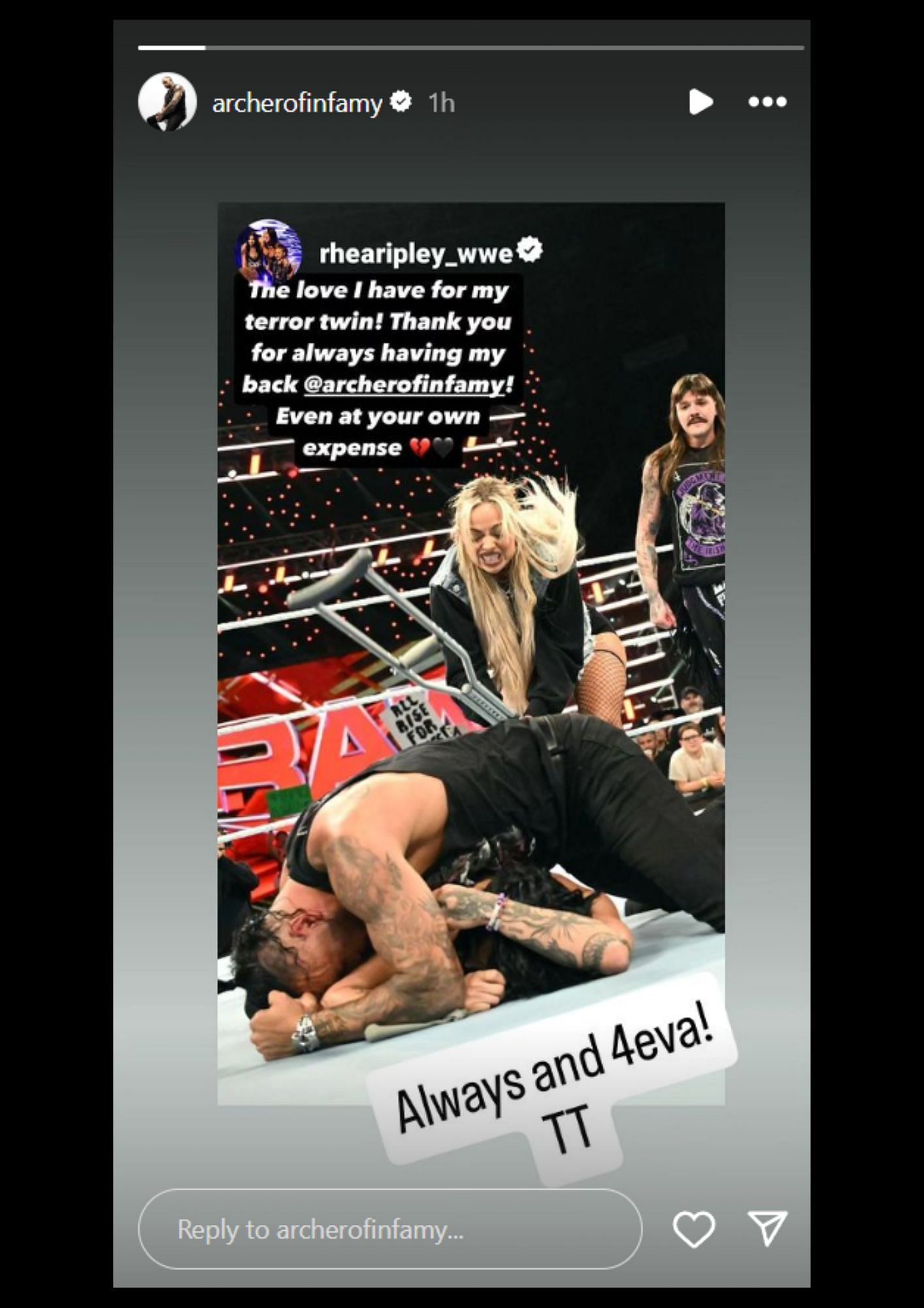 Screenshot of Damian Priest's Instagram Story